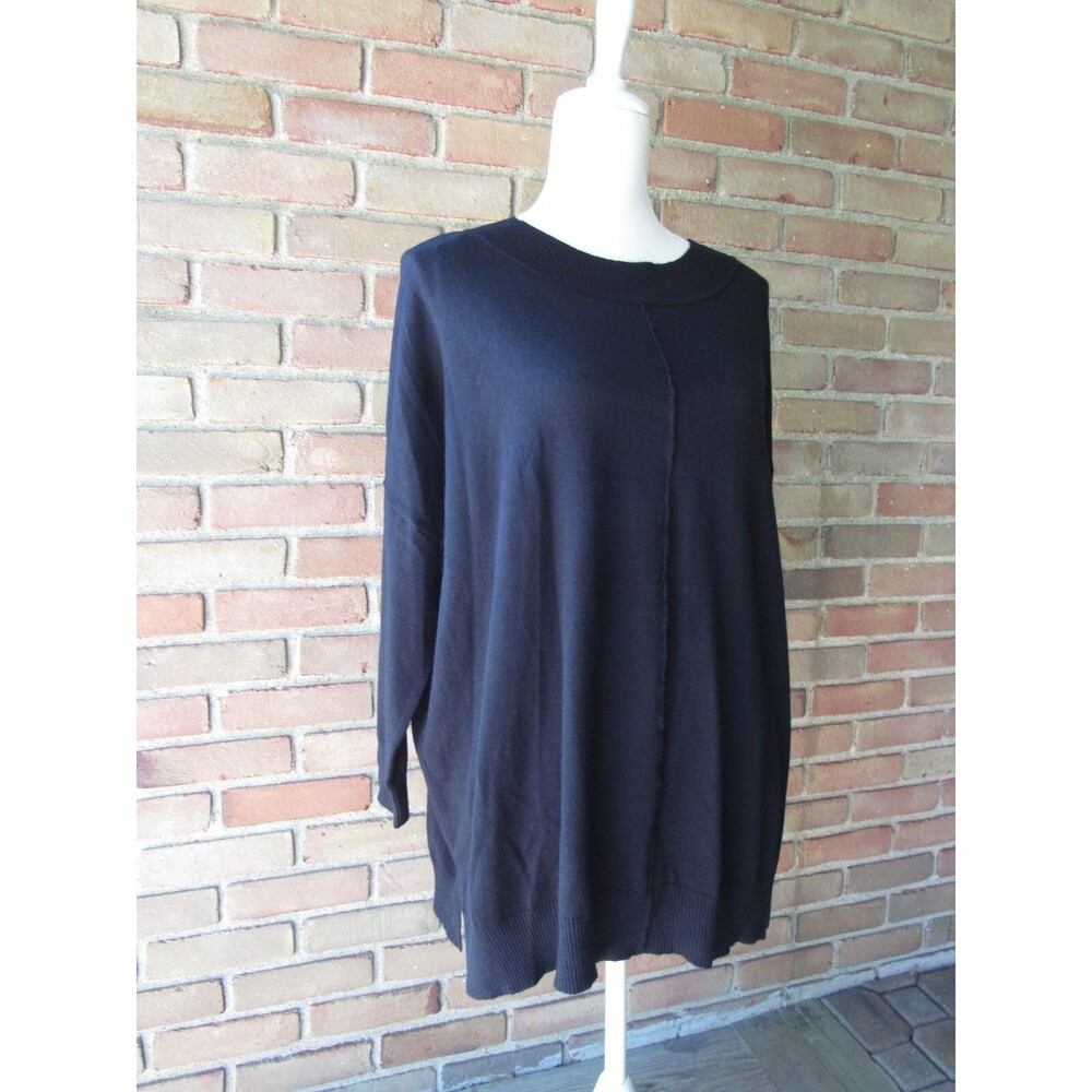 NWT Adrianna Papell Womens M Sweater Black Long Sleeve Pullover Middle Seam - Picture 3 of 16